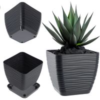 KADAX Macetero Macetero 12 cm Tapa cuadrada de plástico Antracita