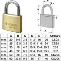 LUCCHETTO LOGO OTTONE ARCO NORMALE 21010- - mm.25 (art.21010250) - 12 pezzi CISA