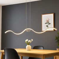 Suspension, suspension, lampe de table à manger, lampe design avec élément magnétique, forme d'onde, métal, chrome, LED 1350lm 4000K blanc neutre, LxL 21x111cm