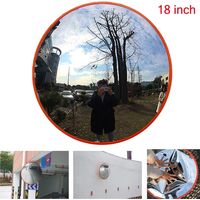 Convex Road Safety Mirror, Diameter 18inch 45cm Wide View Angle, Polycarbonate Unbreakable Traffic Mirror Orange for Blind Spot Security Surveillance with Wall Fixing Bracket