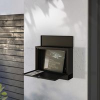 Buzón metálico, moderno, con cerradura, 36,5 x 11,5 x 29 cm, negro.