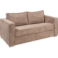 Divano letto 3 posti a ribalta Posto letto 140 cm Materasso 14 cm in Velluto a coste Tortora - LORETO