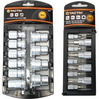 ORION91 Set 10+9 - Llaves Carraca 10 Piezas 1/2 Pulgada CRV 10-24mm y Llaves Torx 9 Piezas 1/4 y 3/8 CRV Marca TACTIX