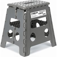 Tabouret Pliant Gris 45cm, Marchepied Pied Pliable BM TOOLS BMT-MP45-GRIS - 150kg Capacité, Léger et Compact pour Adulte/Enfant