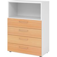 bümö smart Schubladen Kombi - 4 Schübe Weiß/Buche