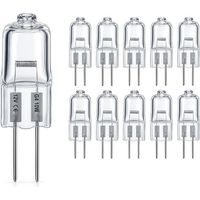 Set of 10 G4 10W 12V halogen bulbs – 300 lumens – dimmable – color temperature 2800K – lifespan up to 3000 hours – pin lamp – transparent capsule for commercial and home lighting