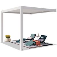 PRIMEYARD Pergola adossée 3x3 m poteaux en aluminium blancs avec lames orientables en aluminium