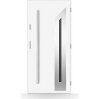 Porte d'entrée Martine 80-90-100cm en acier - Couleur: Blanc - Poussant: Gauche - Dimensions: 90 cm