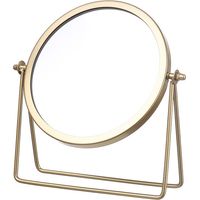 Round Retro Makeup Mirror 360° Adjustable Rotating Table Mirror Metal Frame Dresser Small Standing Mirror
