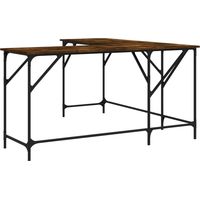 Escritorio de oficina puesto de trabajo mueble de ordenador estudio roble ahumado 149 x 149 x 75 cm madera de ingeniería marrón 020023588