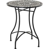 Tavolino da Giardino ed Esterno in Metallo e Ceramica Nero