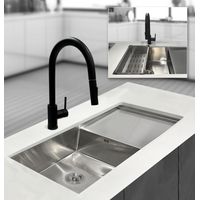 Fregadero Pila Cocina Acero Inoxidable 86x45 cm Bajo Encimera 1 seno y escurridor Serie Atenea