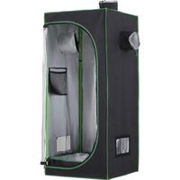Tente de culture hydroponique Oxford 600D avec 3 bouches d'aeration et fenetre 60x60x140 cm noir