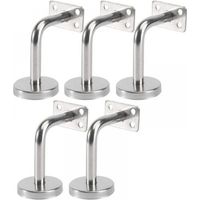Lot de 5 Support Main Courante Inox - Murale Supports de Main Courante pour Escalier Exterieur Intérieur, Rampe Escalier Bois, Rail D\\'escalier (6x8x5cm/2.7x3.1x2.0in)Sans vis