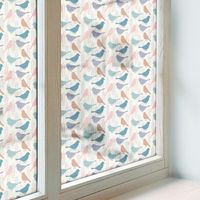 Film pour Vitre Intimité 50x116 cm Protection Décoratif Adhésif Collés sur le Verre PVC pour Chambre Cuisine Salle de Bain Vitrail oiseaux pastel