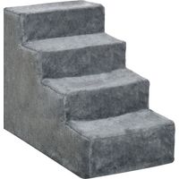 Escalier chien 4 marches 35cm peluche gris clair pour lit canapé jusqu'à 5kg