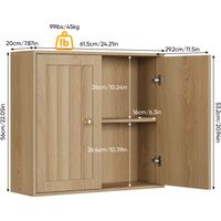 Armoire salle de bain murale 2 portes design rainures verticales rangement chêne