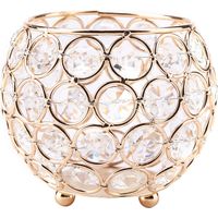 Porte-bougie en cristal doré pour bougies chauffe-plat - Idéal pour mariage et Noël