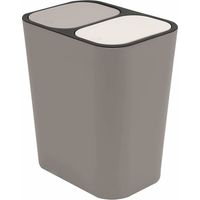 royaluxe -Double Recyclage Poubelle Poubelle Boîte De Rangement Conteneur Rectangle Plastique Bouton-Poussoir Double Compartiment pour Cuisine Bureau Maison Gris