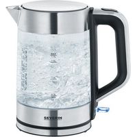 Severin WK 3420 Bollitore con cavo Vetro, Acciaio inox (spazzolato), Nero Capacità effettiva: 1.7 l