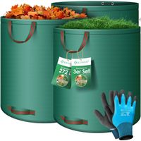 KESSER® Gartensack Set Laubsack Gartenabfallsack inkl. Handschuhe - Selbststehend 4 Griffe Stabil Robust & Faltbar - Laubsäcke Rasenschnitt Gartensäcke Grün / 3x 272 Liter
