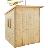 SOULET - Casita de Madera Infantil con Techo Inclinado Santa Mónica 160x120x120 cm - Casita de Juegos para Niños - Cabaña de Madera para Jardín - Diseño Moderno y Seguro - Fácil Montaje