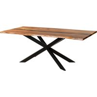 Baumtisch Akazie 200x100x76 natur lackiert / Epoxid schwarz, Kreuzgestell 2 anthrazit matt EPOXY