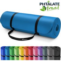 TRESKO Tapis d'exercice fitness yoga pilates gym, en Mousse NBR (185 x 60 x 1,0cm) Bleu