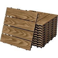 ECD Germany Baldosas de Patio WPC de 30x30 cm 44 Piezas para 4m² Aparencia de Madera Marrón Teca con Sistema de Drenaje e Instalación Mediante Clic, Losa Aspecto Tabla de Leña para Terraza y Balcón