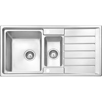 JASSFERRY Évier de cuisine 1,5 bac acier inoxydable, 970 x 500 x 205 mm avec égouttoir réversible