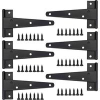 Heavy Door Hinge, 6 Inch Door Hinge, Black T Hinge, Stainless Steel Flat Hinge, Iron Door Hinges, Heavy Duty Hinges for Doors, Windows, Sheds