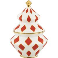 Alessi Delight NZ03 - Contenitore per Dolci in Porcellana, Bianco/Rosso/Oro, 22 cm