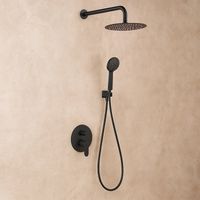 Exagonshop Set doccia soffione miscelatore e doccetta nero opaco