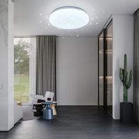 LED Deckenlampe Dimmbar 28cm, LED Deckenleuchte mit Fernbedienung 24W 2400LM Sternenhimmel Rund Lampe für Schlafzimmer 3000K-6500K