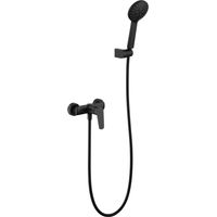 IMEX Kit ducha en latón y zama negro opaco con tubo metálico flexible 18 m soporte ABS y rociador redondo 3 posiciones modelo Denver Imex-BDZ044-5NG