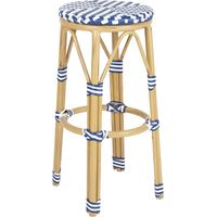 Tabourets de bar en rotin PE style parisien bleus (lot de 2) - BOLERO