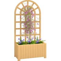 Jardinera con Enrejado con Drenaje para Cultivos Verduras Flores Hierbas 60x30x120 cm Natural