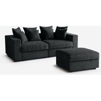 Canapé modulaire de salon déhoussable avec pouf et coussins Cortina D - Noir
