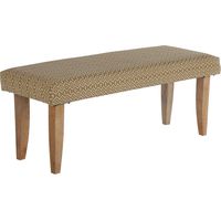 WOMO-DESIGN Banco Tapizado de Tela Robusto Palma 120 x 48 x 40 cm Rectángular Blanco-Dorado Patas de Madera Revestimiento de Tela Mueble Auxiliar Estilo Rústico Banqueta Adecuada Pasillo Sala de Estar