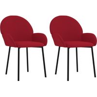vidaXL Chaises à manger lot de 2 Rouge bordeaux Velours