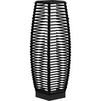 Lampada solare da giardino con pannello ricarica, acciaio e rattan, nera 20x20x68 cm