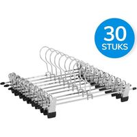 met Knijpers voor Heren of Dames - 30 stuks Kleding Hangers met Klemmen - Broek en Rok Houder - 31cm