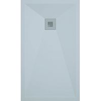 Mineralguss-Duschwanne extra flach ONDA Schieferoptik GRAU 80x180 cm Ablaufschutz in Chrom