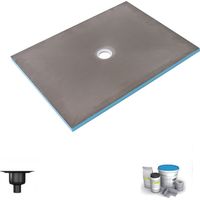 Receveur de douche à carreler 120 x 90 WEDI Fundo Primo rectangle écoulement centré + bonde verticale + kit d'étanchéité