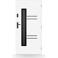 Porte d'entrée Mathis 80-90-100cm en acier - Couleur: Blanc - Poussant: Droit - Dimensions: 80 cm