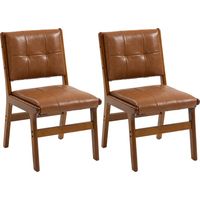 Pack de 2 Sillas de Comedor Tapizadas en PU Asiento Acolchado Patas para Salón Marrón