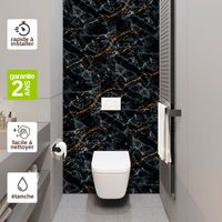 Panneau mural de douche effet marbre gris 120x120 cm – Épaisseur 4 mm – Résistant à l'eau – Installation facile avec adhésif