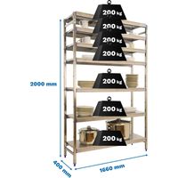 Simonrack Edelstahlregal 7 Regale 200 kg Tragfähigkeit