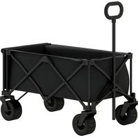 Carrito de JardĂn Plegable con Ruedas Grandes Todo Terreno y Mango Ajustable Carga 100 kg para Campaña Compra Negro