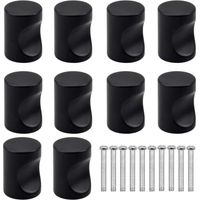 10PCS Noir Tiroir de Porte Poignée, Bouton de Meubles, Unique Trou Rond Boutons de Tiroir, Moderne Boutons de Porte, Poignées de Meuble pour Placard Armoire Cuisine, Chambre d'enfant